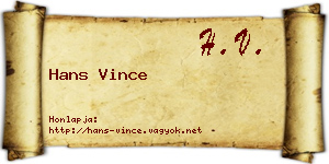 Hans Vince névjegykártya