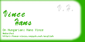vince hans business card